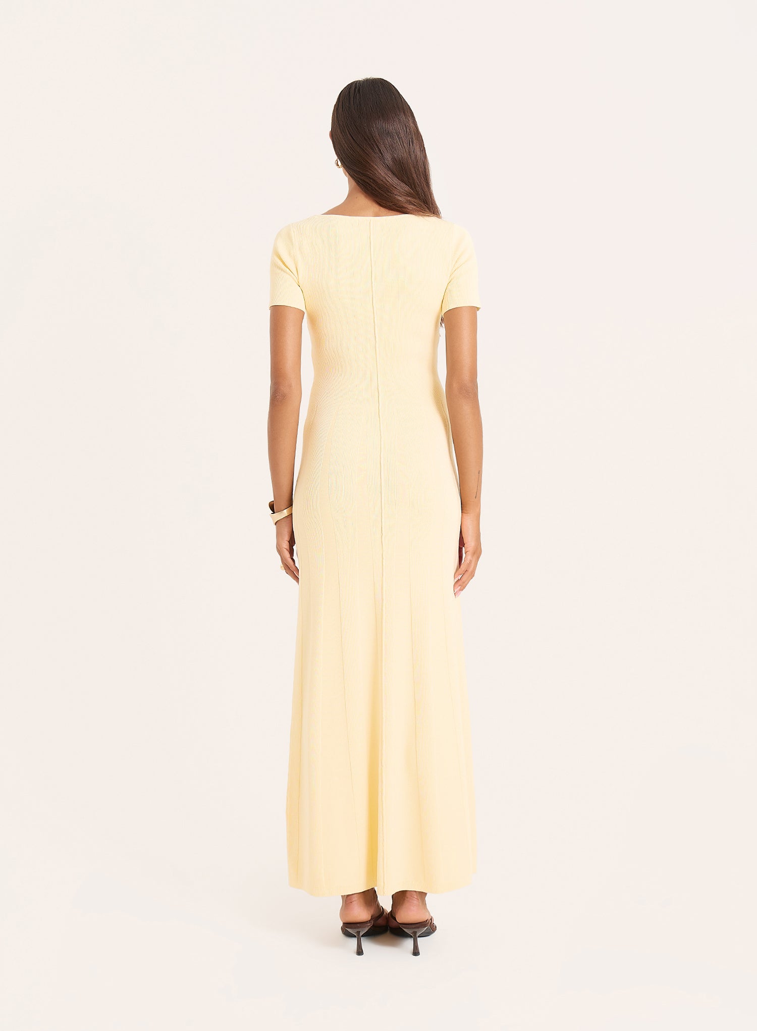 Lemon Knitted Short Sleeve Maxi Dress